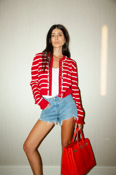 Cardigan Tricot Fedute I  Rouge-Off White