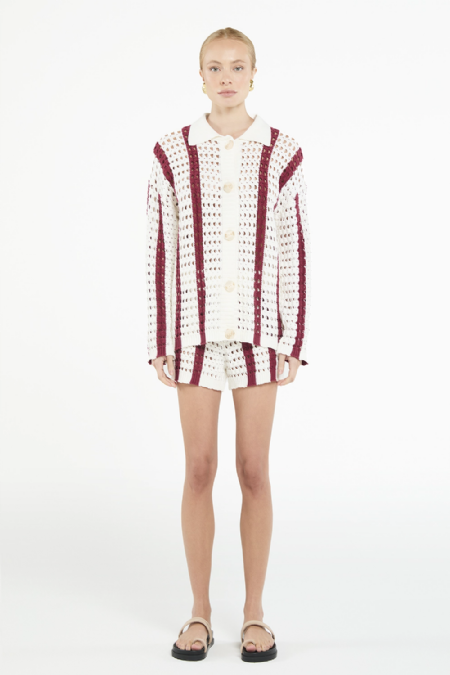 Short Tricot Glaucy I Bordeaux-Off White