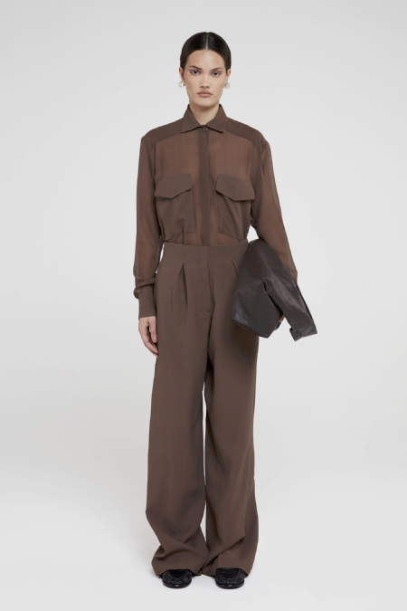 Camisa Seda Ifye Nut Brown