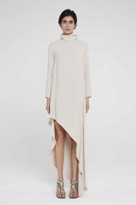 Vestido Crepe Ilda Ecru