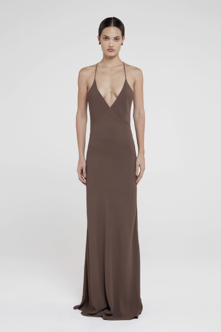 Vestido Crepe Ielle Nut Brown