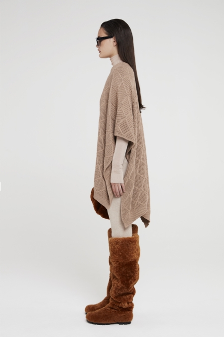 Poncho tricot Iuvieta Camel