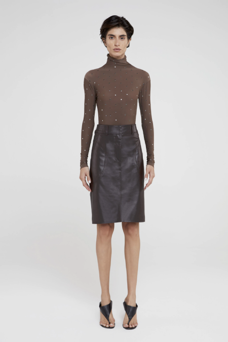 Saia Couro Ilana Deep Brown