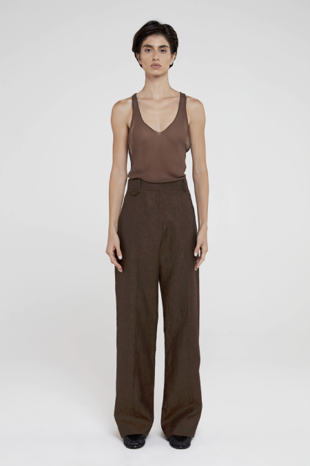 Calça Linho Jitala Deep Brown