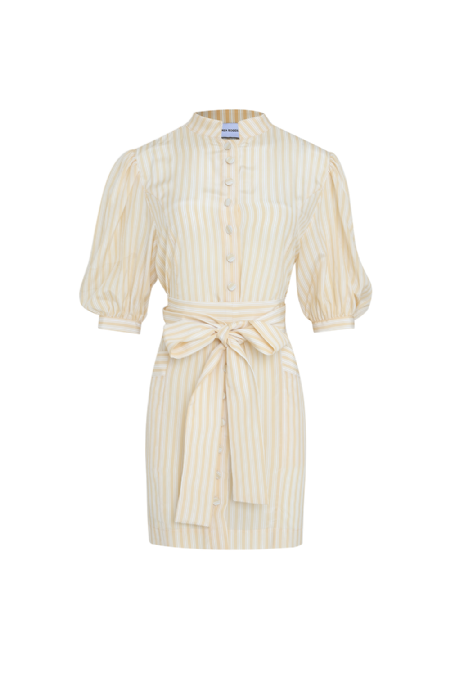 Vestido Seda Jimena Butter Yellow-Off White