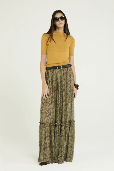 Saia Seda Jenja Olive Maxi Paisley 